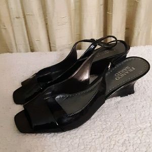 Franco Sarto Black Peep Toe Slingbacks Sz …